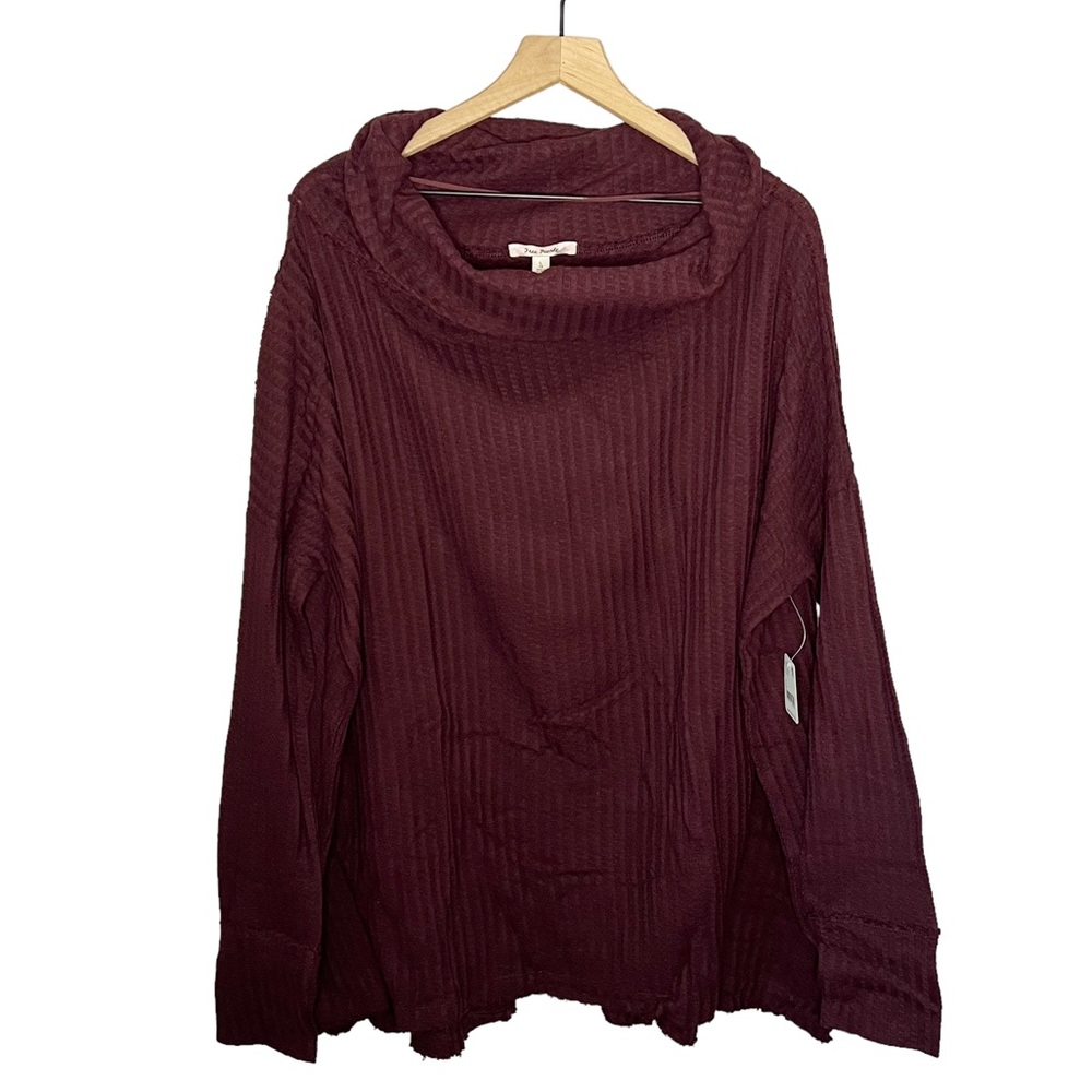 NWT NEW Free People Juicy Long Sleeve Thermal Mock Neck Top in Date Night L